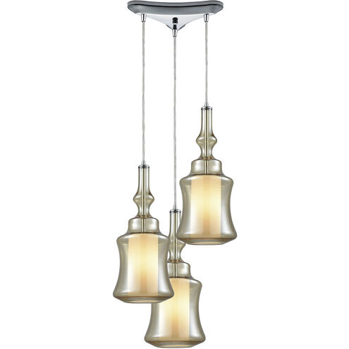 Aloren 3 Light 10 inch Polished Chrome with Silver and White Mini Pendant Ceiling Light