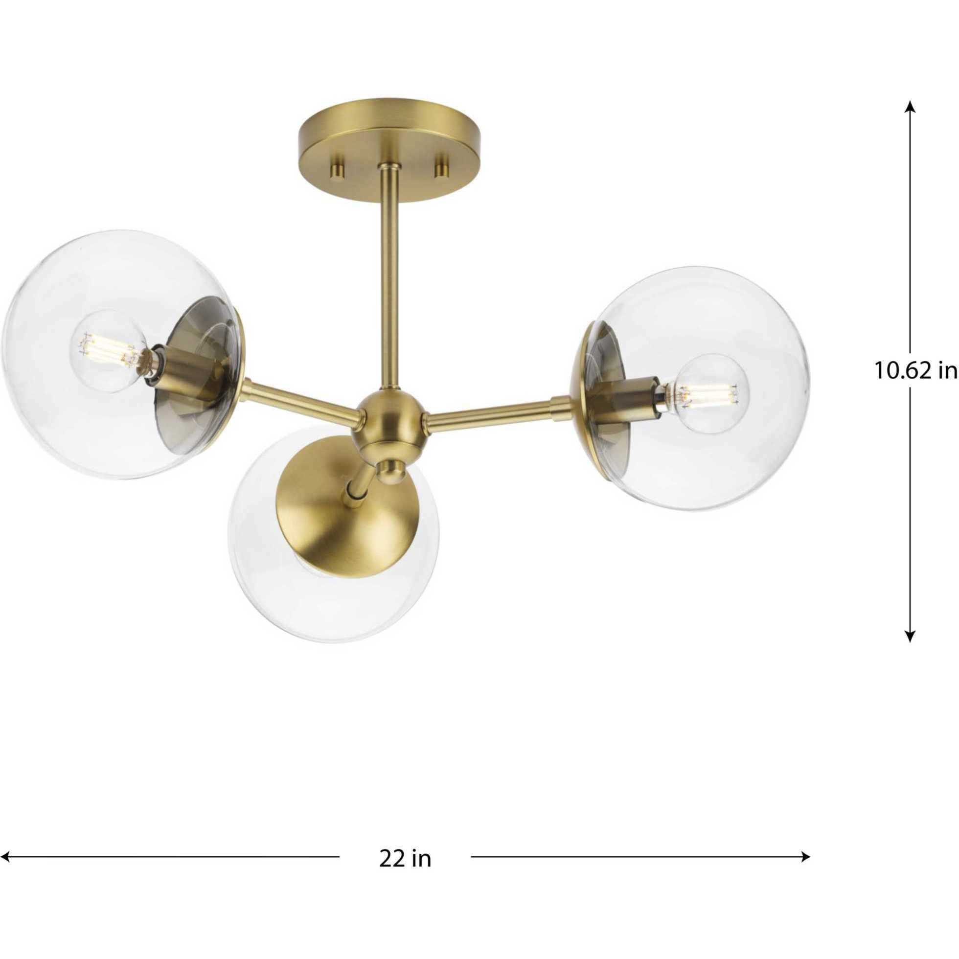 Atwell 3 Light 22 inch Brushed Bronze Semi-Flush Mount Ceiling Light