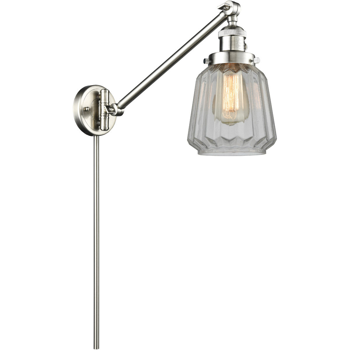 Chatham 35 inch 3.50 watt Satin Nickel Swing Arm Wall Light, Franklin Restoration