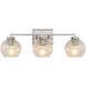 Elliott 3 Light 24.5 inch Pewter Vanity Light Wall Light in Ribbed Clear