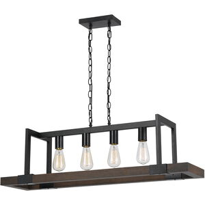 Antonio 4 Light 38 inch Wood and Black Chandelier Ceiling Light