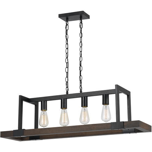 Antonio 4 Light 38 inch Wood and Black Chandelier Ceiling Light