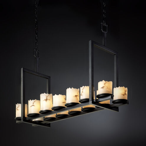 Lumenaria 14 Light 13 inch Matte Black Chandelier Ceiling Light in Cylinder with Broken Rim