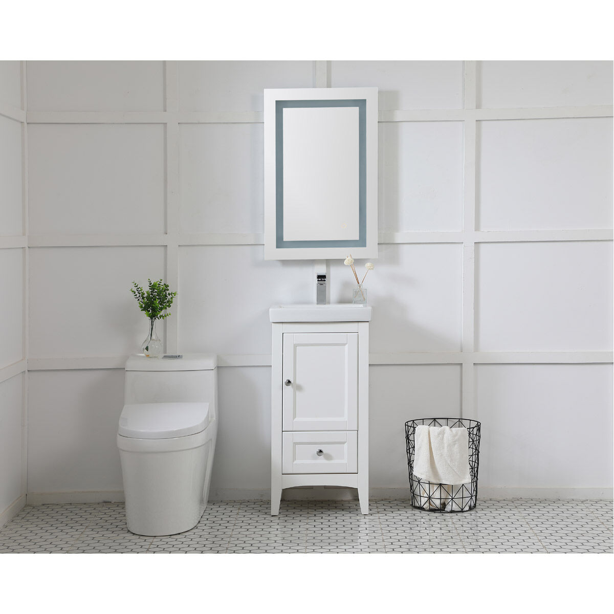 Helios 30 X 20 inch Silver Lighted Wall Mirror