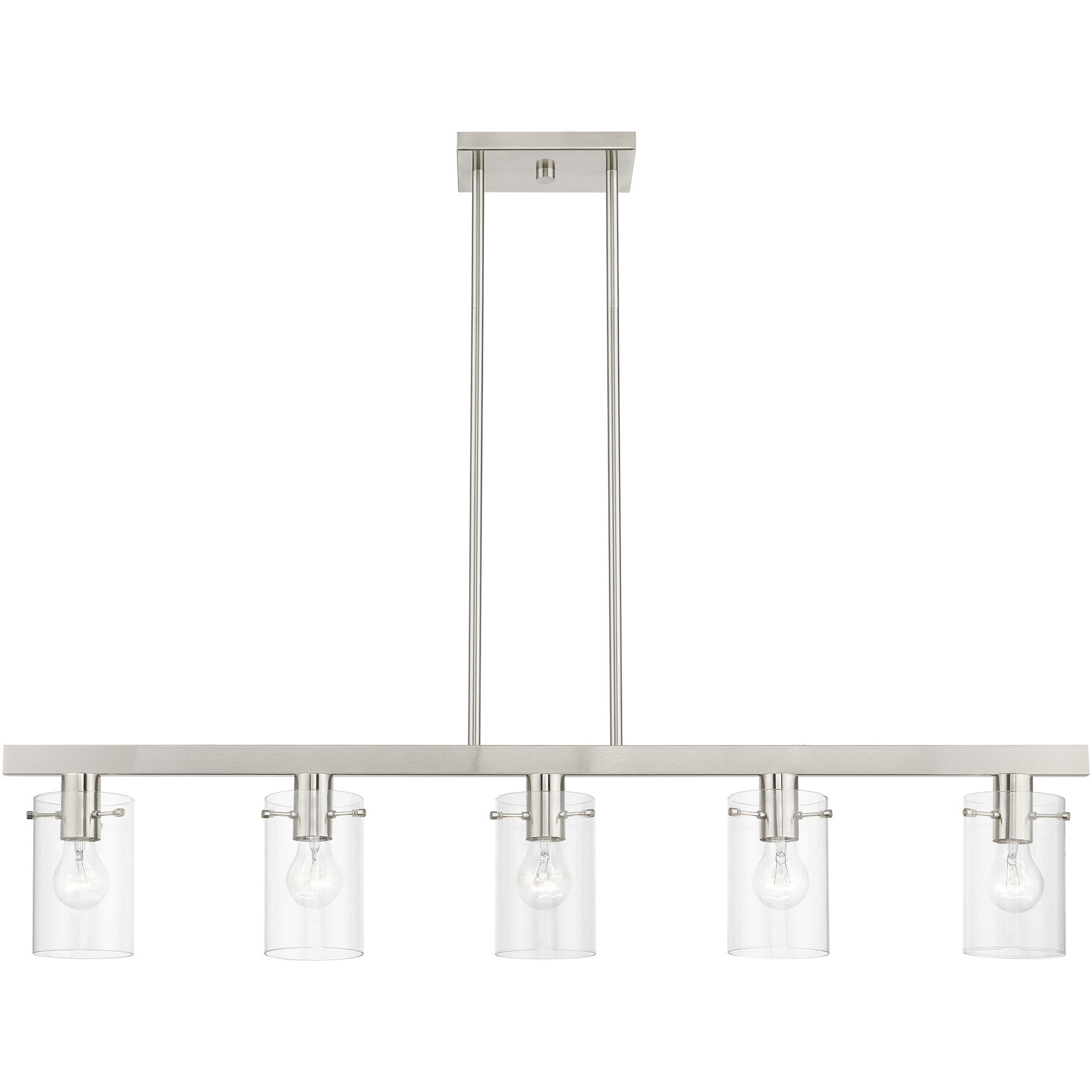 Munich 5 Light 42 inch Brushed Nickel Linear Chandelier Ceiling Light