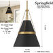 Springfield 1 Light 12 inch Legacy Brass and Dark Matte Black Pendant Ceiling Light