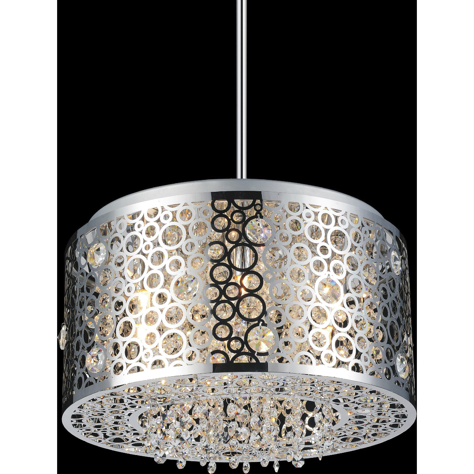 Bubbles 6 Light 16 inch Chrome Drum Shade Chandelier Ceiling Light