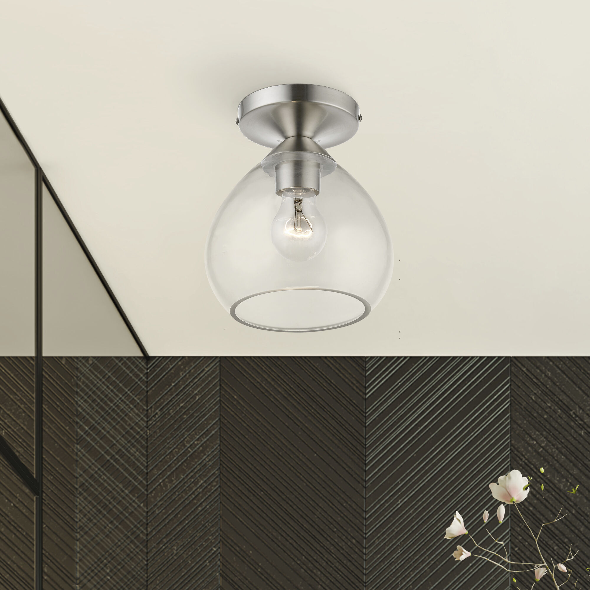 Catania 1 Light 7 inch Brushed Nickel Semi-Flush Ceiling Light