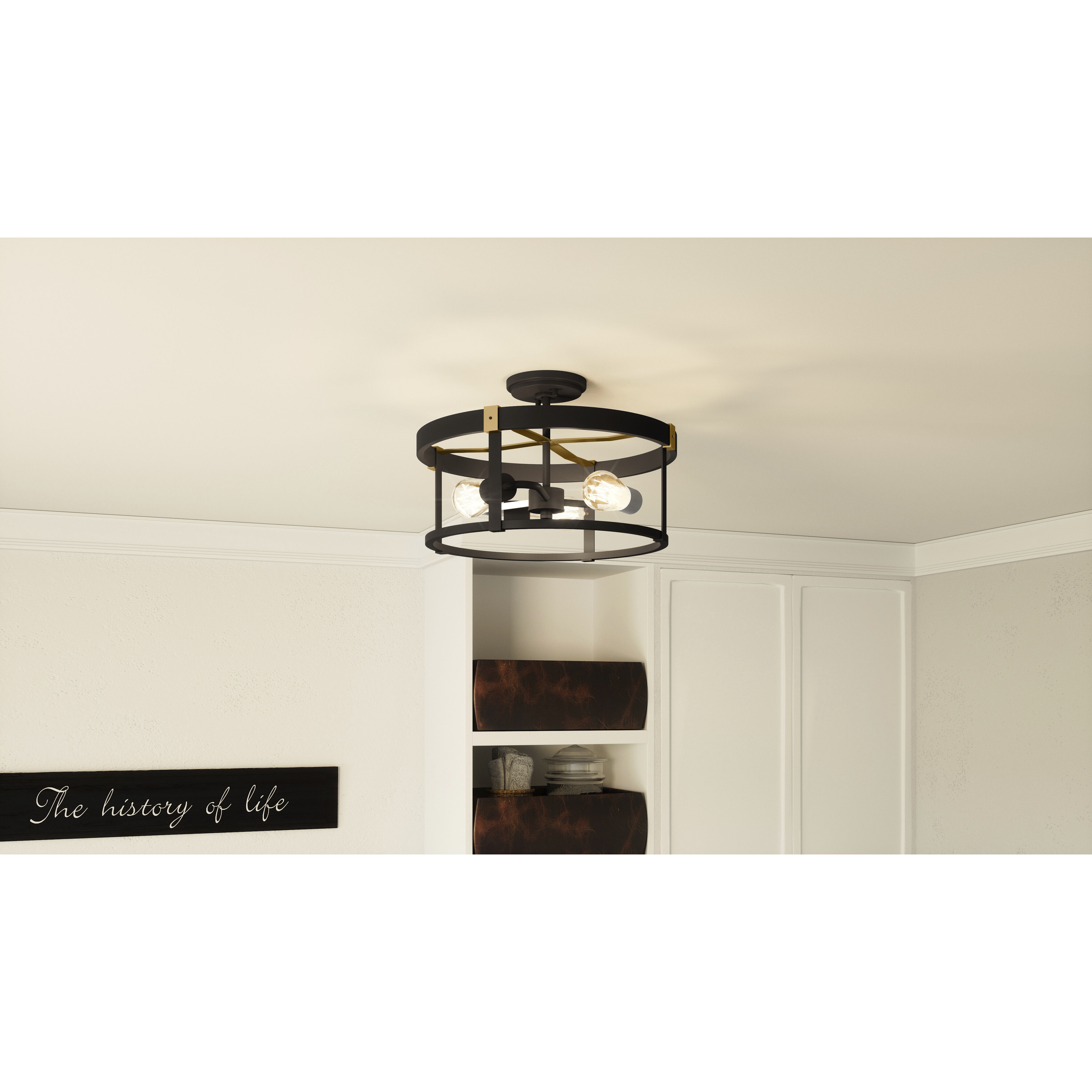 Lisbon 3 Light 16.75 inch Old Bronze Semi-Flush Mount Ceiling Light