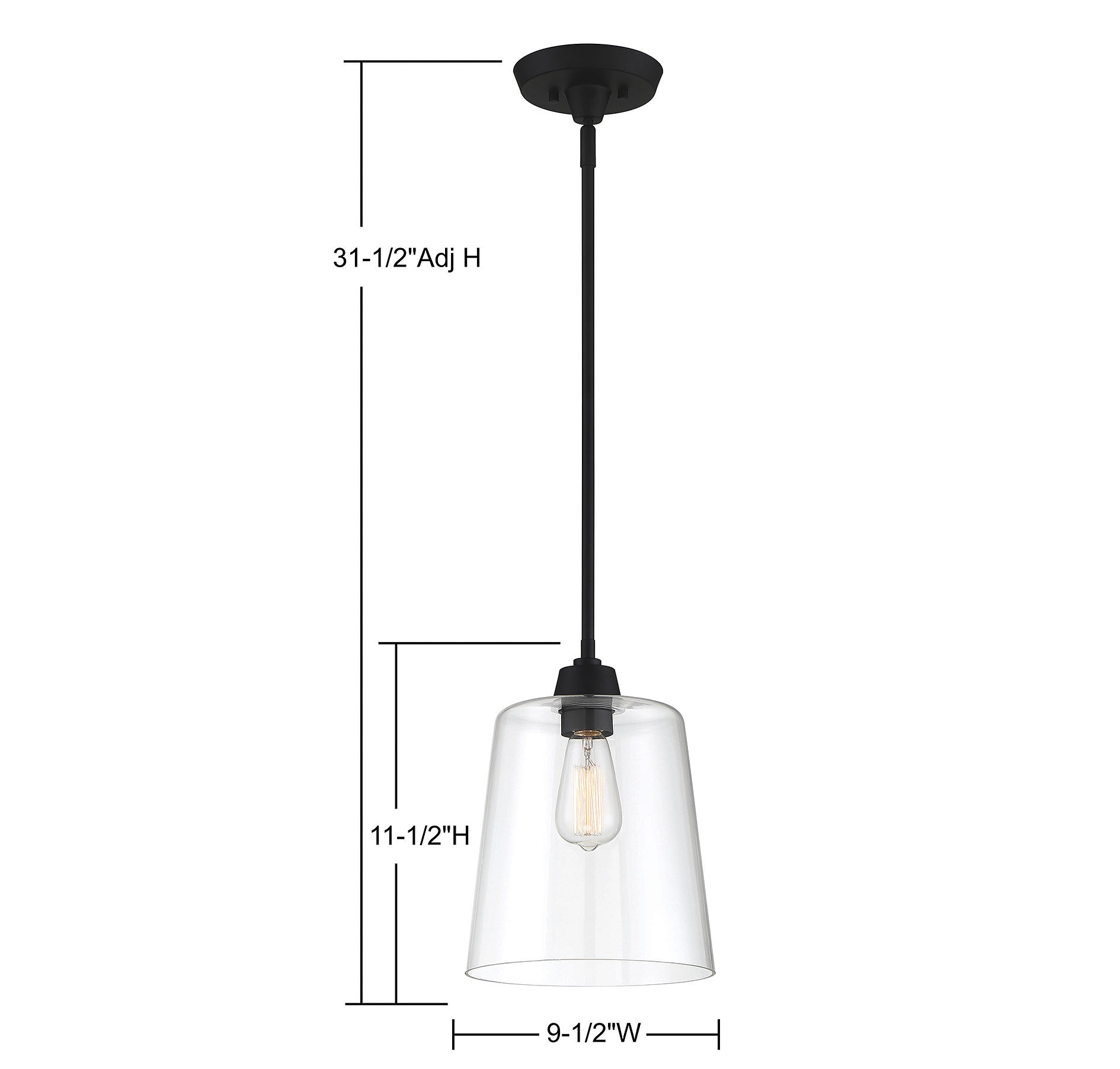 Industrial 1 Light 9.5 inch Matte Black Pendant Ceiling Light