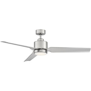 Modern 52 inch Brushed Nickel with Silver Blades Ceiling Fan