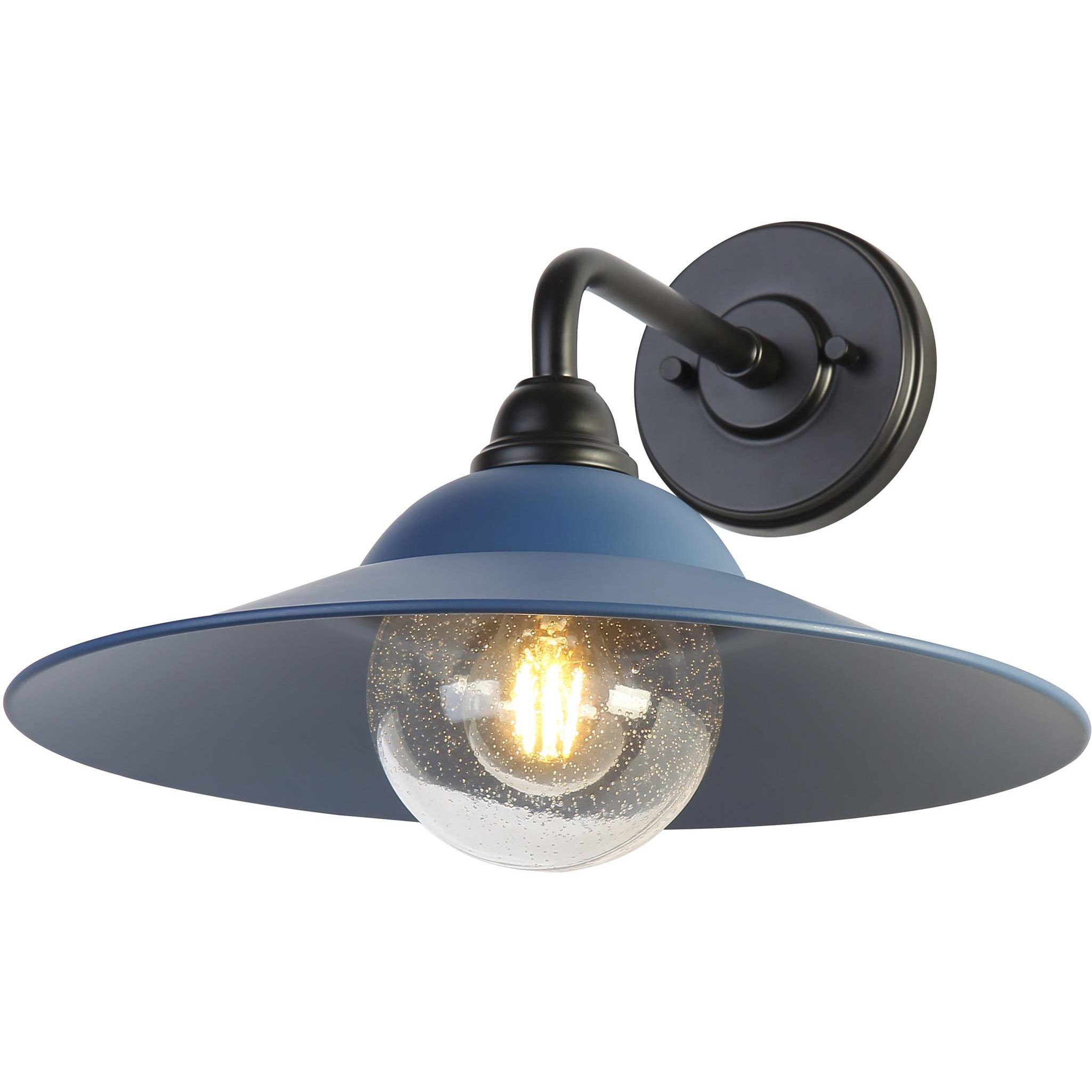 Yep Croma 1 Light 15.5 inch Matte Black Outdoor Wall in Seeded Glass, Matte Blue