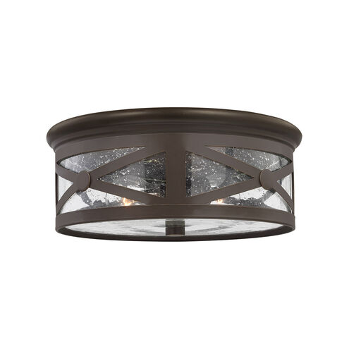 Outdoor Ceiling 2 Light 13 inch Antique Bronze Outdoor Ceiling Flush Mount