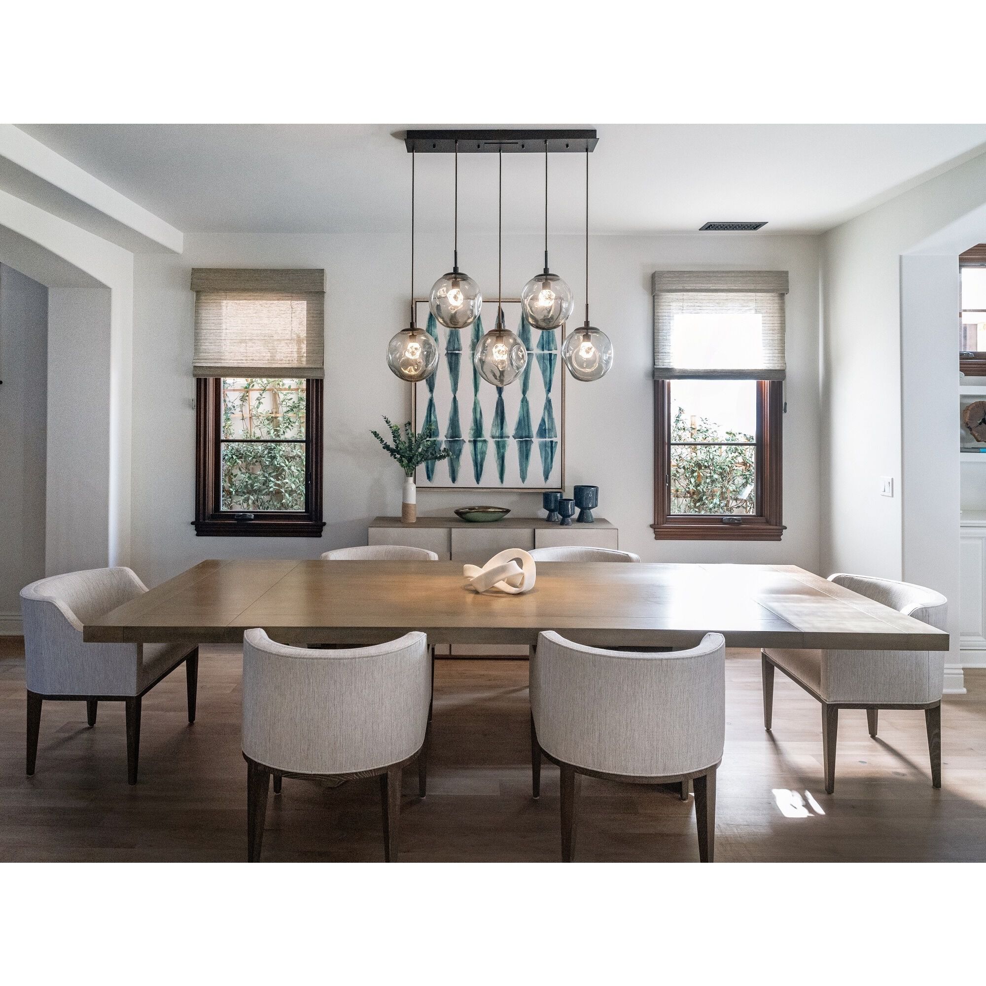 Aster LED LED Classic Silver Linear Pendant Ceiling Light in 2700K LED, Zircon Inner - Bronze Outer, Multi-Pendant