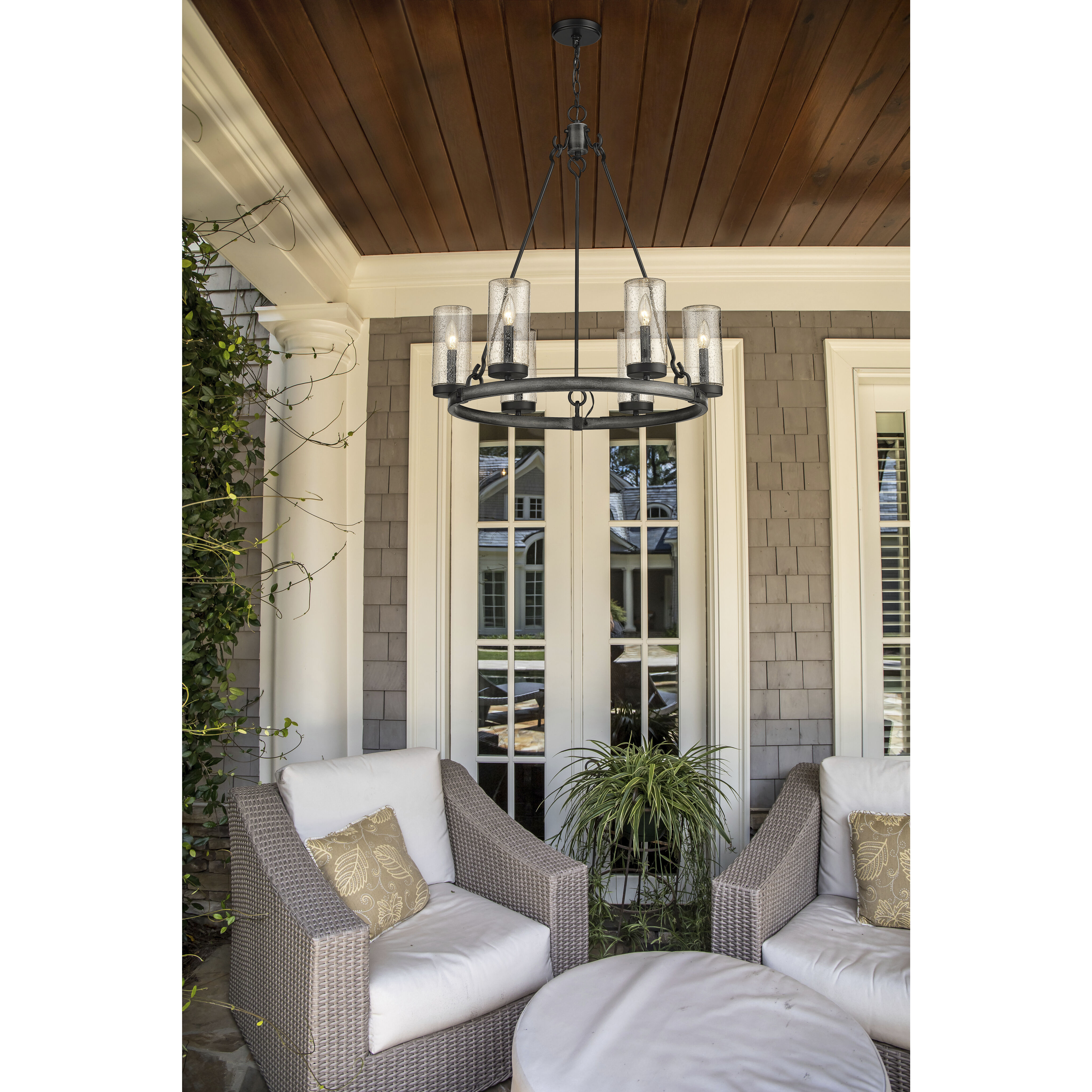 Marlow 6 Light 27.5 inch Ashen Barnboard Outdoor Chandelier