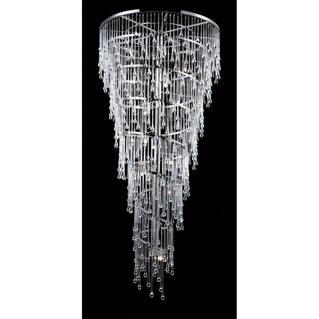 Hollywood Blvd. LED 34 inch Polished Nickel and Clear Glass Tear Drops Chandelier Ceiling Light