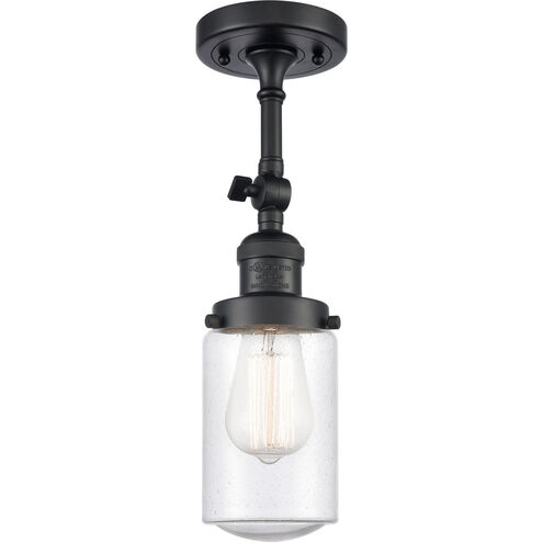 Franklin Restoration Dover LED 5 inch Matte Black Semi-Flush Mount Ceiling Light in Seedy Glass, Franklin Restoration