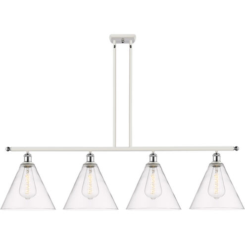 Ballston Ballston Cone LED 50.25 inch White and Polished Chrome Island Light Ceiling Light in Clear Glass