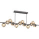 Luna LED 72 inch Graphite Chandelier Ceiling Light in 3000K LED, Floret Inner - Bronze Outer, Twisted Branch