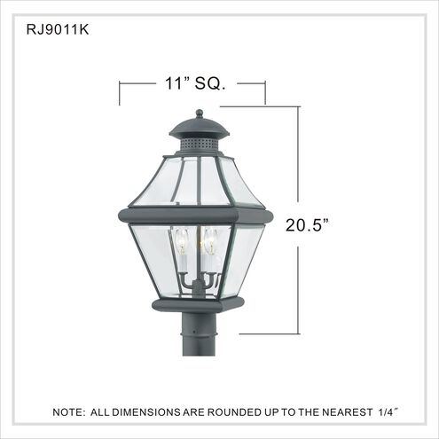 Rutledge 3 Light 21 inch Mystic Black Outdoor Post Lantern