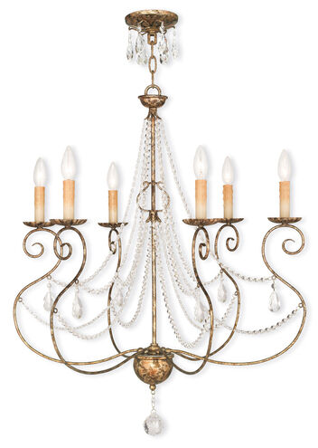 Isabella 6 Light 27 inch Hand Applied European Bronze Chandelier Ceiling Light