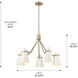 Reeva 5 Light 27.38 inch Modern Brass Chandelier Ceiling Light in Glossy Ecru