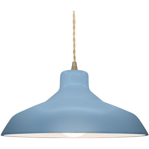 Radiance LED 15.5 inch Sky Blue and Antique Brass Pendant Ceiling Light