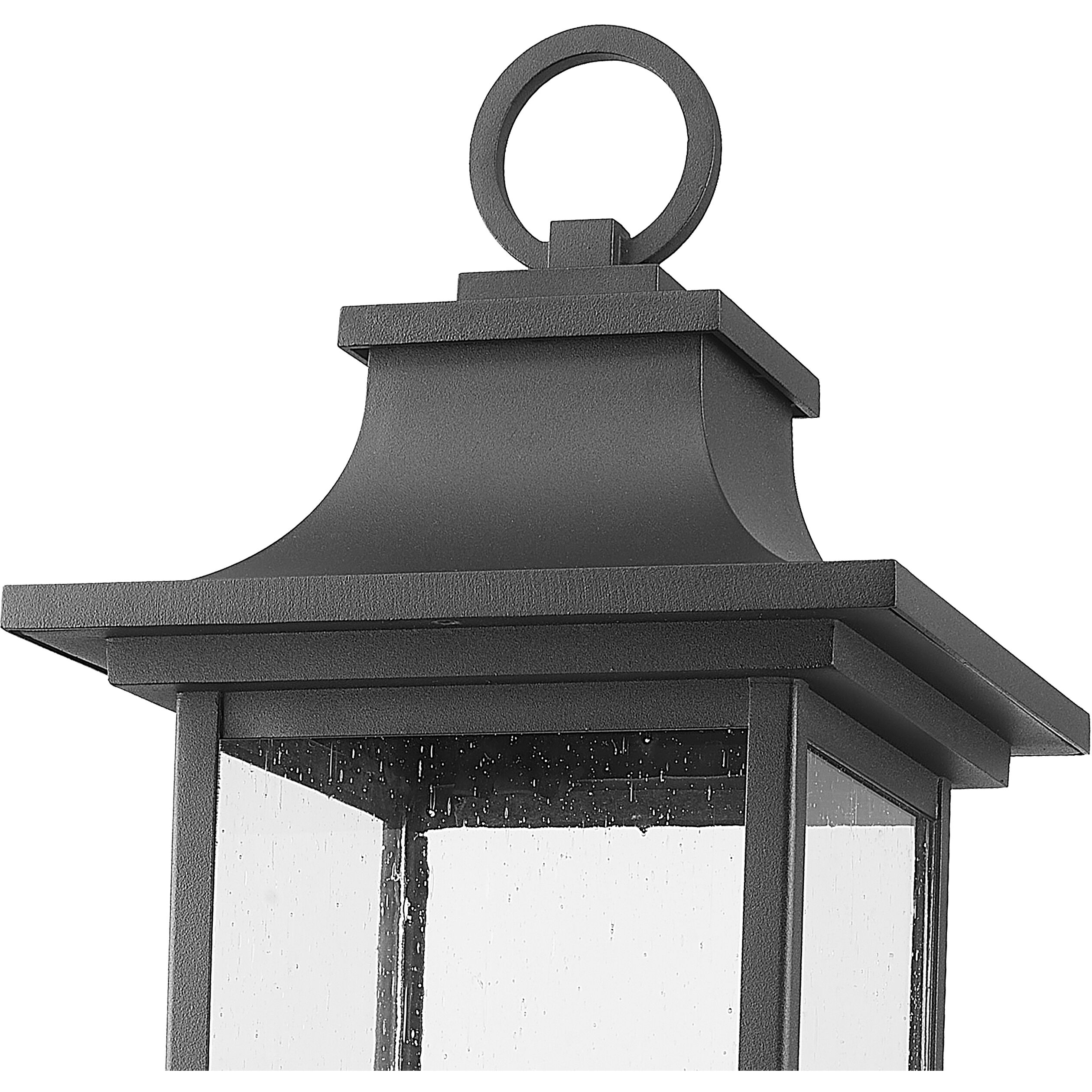 Tiberius 4 Light 25.25 inch Black Outdoor Post Mount Fixture in Clear Seedy Glass