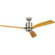 Ridley 60 inch Brushed Stainless Steel with Weathered White Walnut/Weathered White Walnut Blades Ceiling Fan
