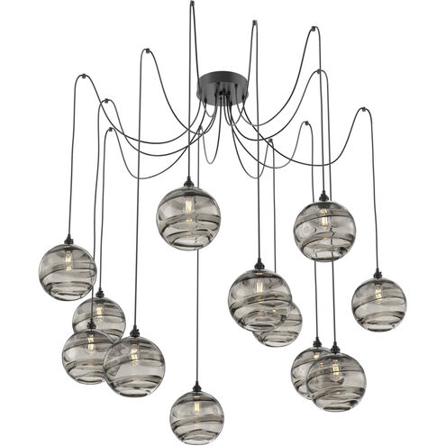 Terra 12 Light 18 inch Matte Black Swag Multi-Pendant Ceiling Light in Smoke Optic