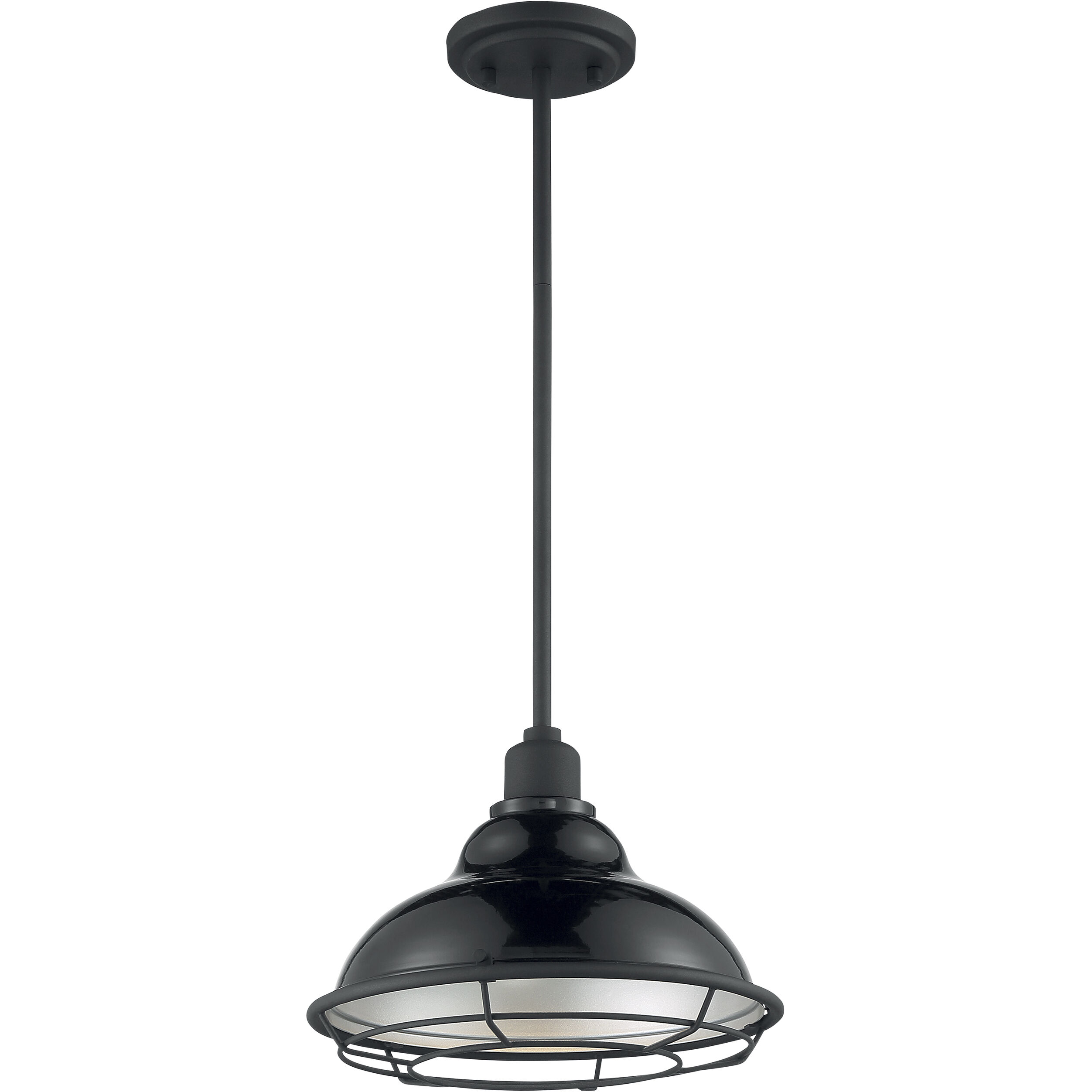 Newbridge 1 Light 12 inch Gloss Black and Silver Pendant Ceiling Light