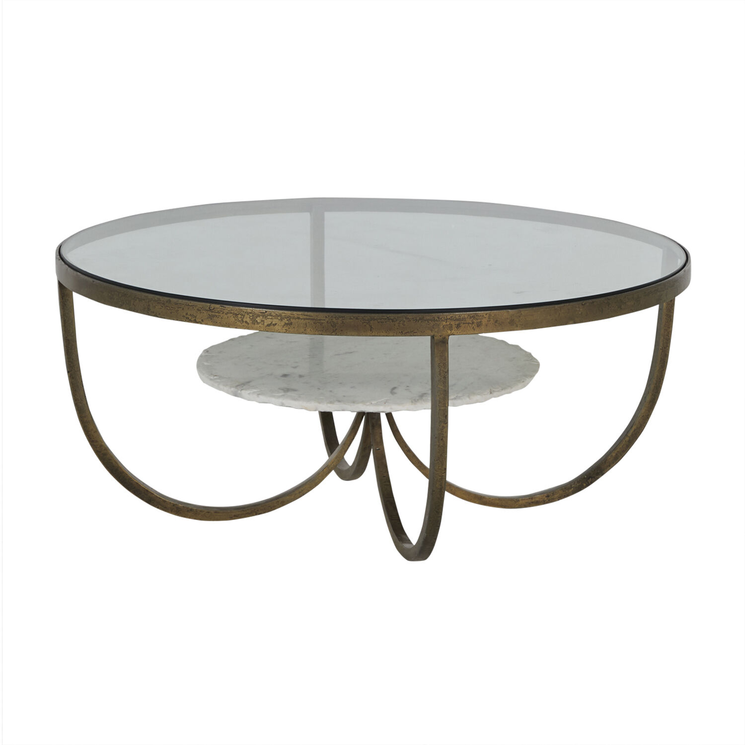 Wilbur 36 X 36 inch Forged Champagne and Ivory Marble Coffee Table