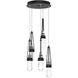Link 5 Light 13 inch Black Pendant Ceiling Light in Clear with White Threading, Long Pipe