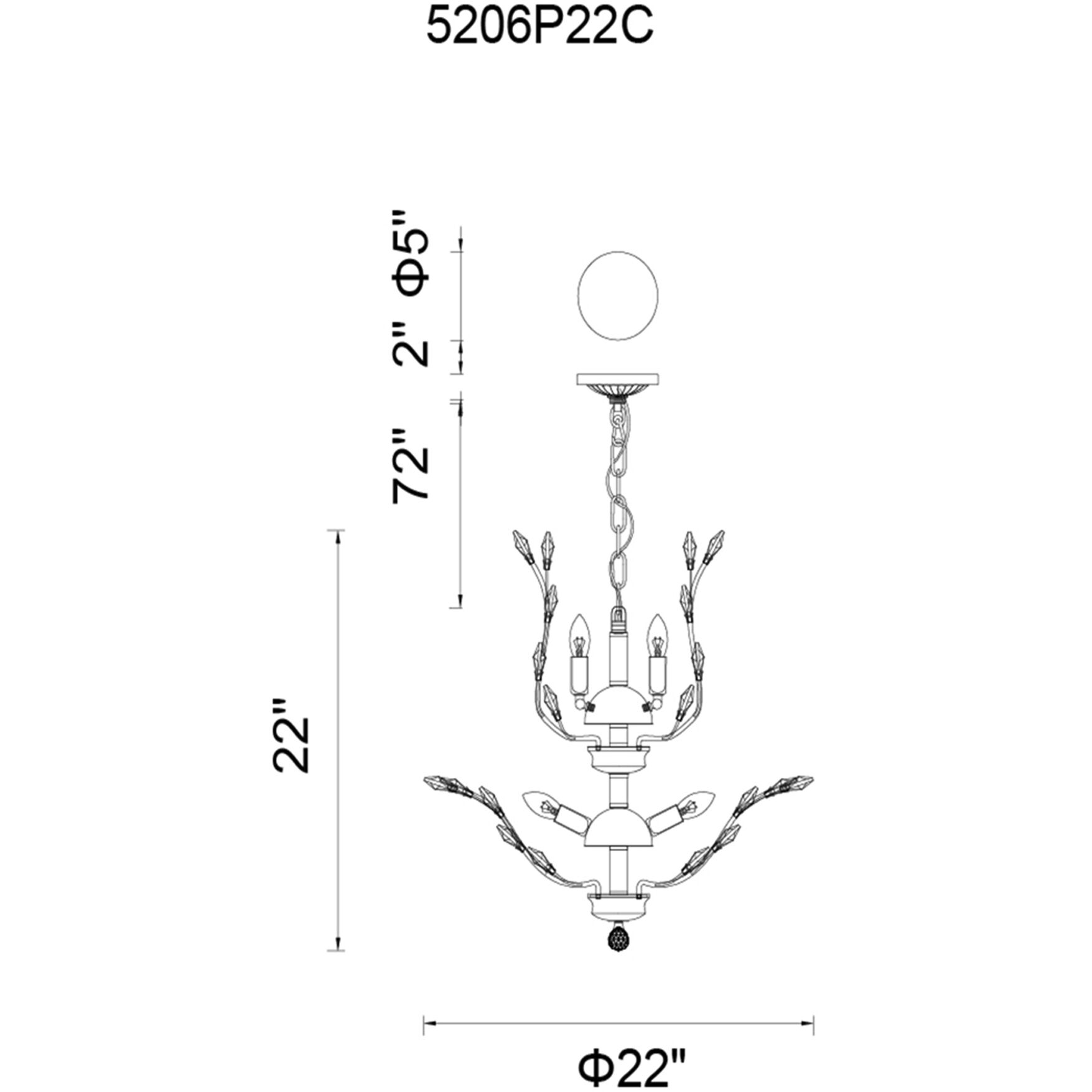Ivy 6 Light 22 inch Chrome Chandelier Ceiling Light