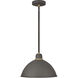Foundry Dome LED 16 inch Museum Bronze with Brass Outdoor Pendant Barn Light