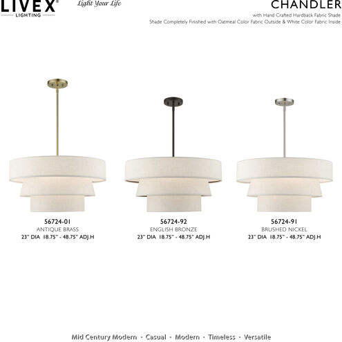 Chandler 4 Light 23 inch Brushed Nickel Pendant Chandelier Ceiling Light