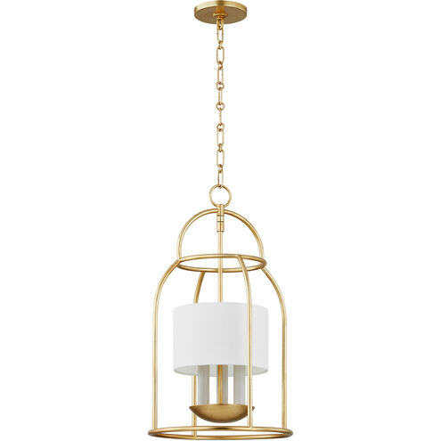 Delia 3 Light 12.25 inch Vintage Gold Leaf Hanging Lantern Ceiling Light