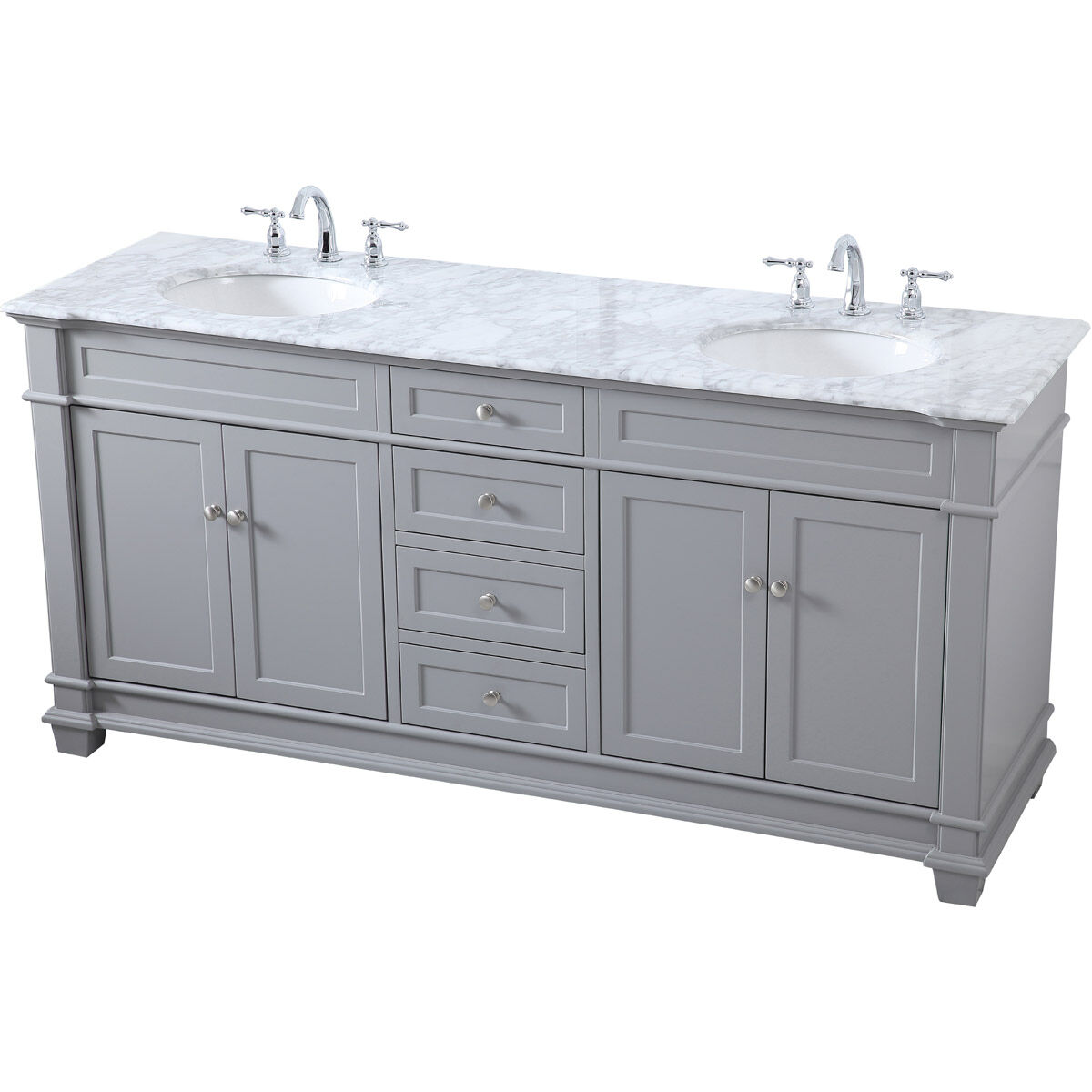 Wesley 72 X 21.5 X 35 inch Grey Vanity Sink Set in Gray