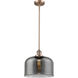 Franklin Restoration Bell LED 12 inch Antique Copper Mini Pendant Ceiling Light in Plated Smoke, Franklin Restoration