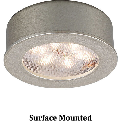 LED Button Light 24 LED 2.25 inch Brushed Nickel Puck Light in 2700K