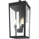 William 3 Light 28 inch Black Outdoor Wall Sconce