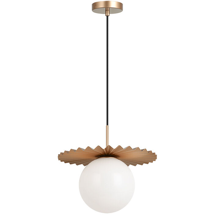 Modern Ruff 1 Light 13.88 inch Matte Gold Pendant Ceiling Light in Matte Gold and Opal Glass