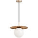 Modern Ruff 1 Light 15 inch Matte Gold Pendant Ceiling Light in Matte Gold and Opal Glass