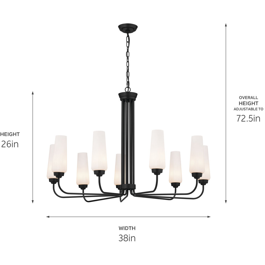 Truby 9 Light 38 inch Black Chandelier Ceiling Light, Large