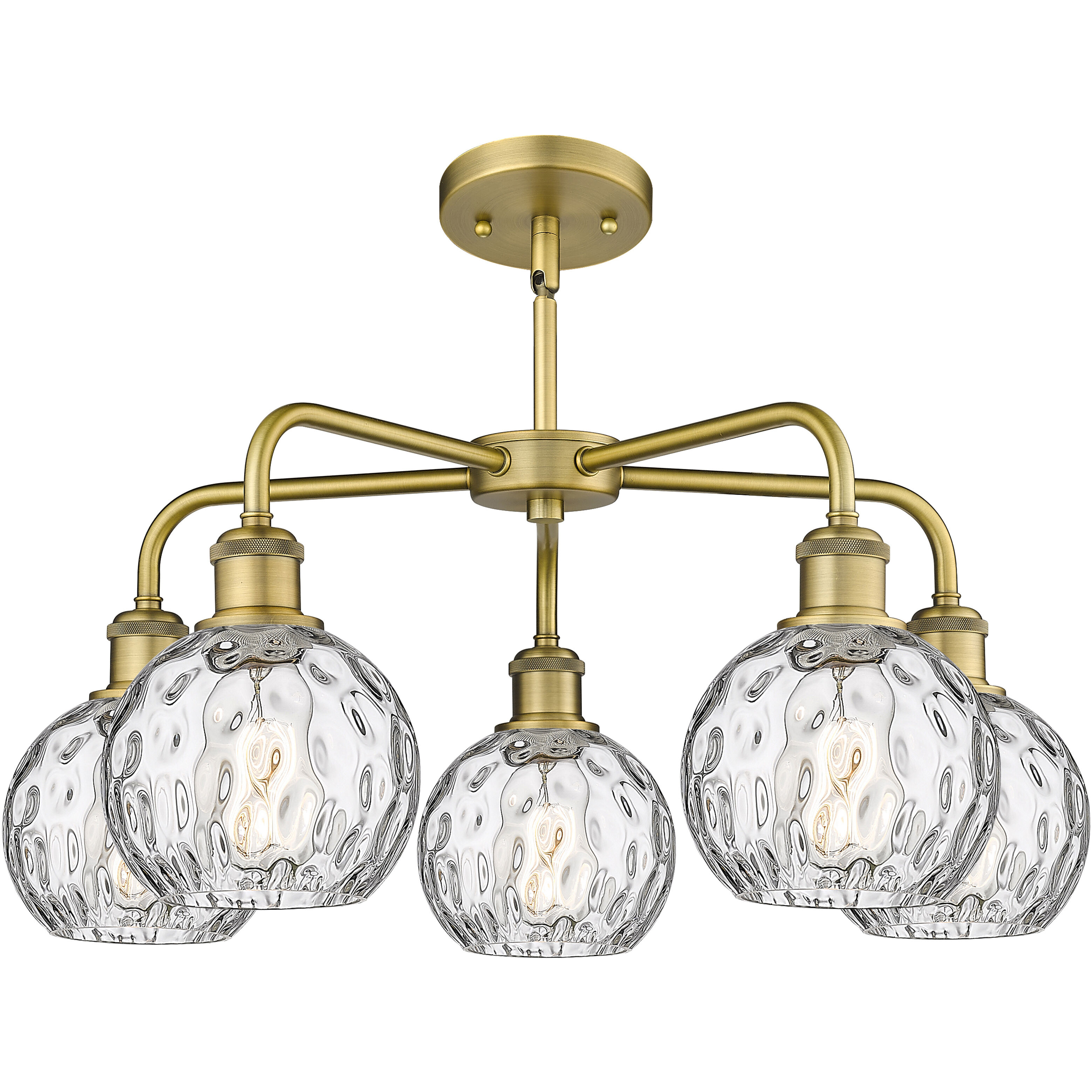 Athens Water Glass 5 Light 23.88 inch Brushed Brass Chandelier Ceiling Light
