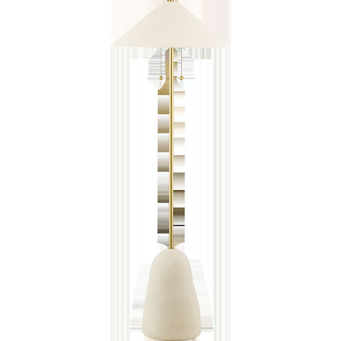 Maia 67 inch 60.00 watt Aged Brass/Ceramic Textured Beige Floor Lamp Portable Light
