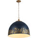 Alison 5 Light 21 inch Vintage Gold Pendant Ceiling Light in Antique Matte Navy