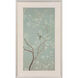 Birds and Flowers II Green and Beige and Gray Framed Art
