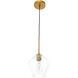 Gene 1 Light 8 inch Brass Pendant Ceiling Light