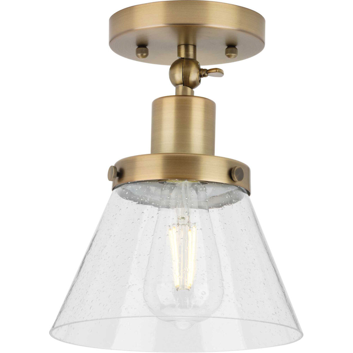 Hinton 1 Light 8 inch Vintage Brass Flush Mount Ceiling Light